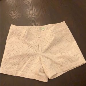 White scalloped shorts